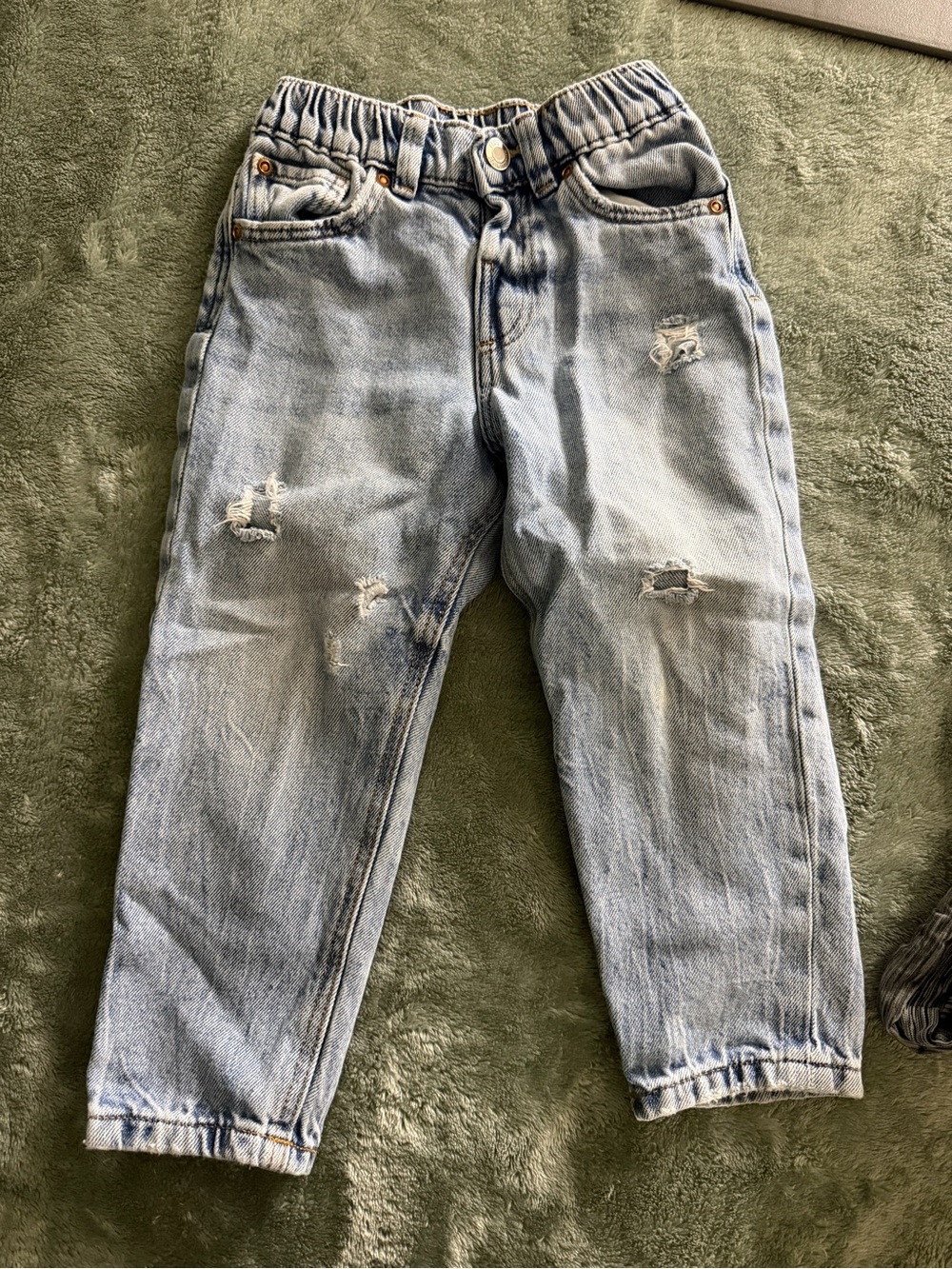 Zara Light Blue Distressed Elastic-Waist Kids Jeans